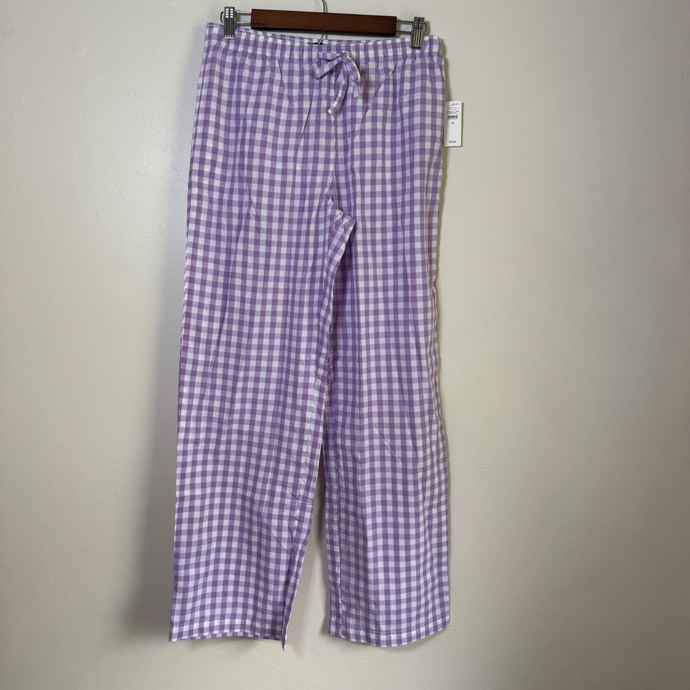 NWT Gap Body Gingham Plaid Drawstring Pajama Pants Size S Purple